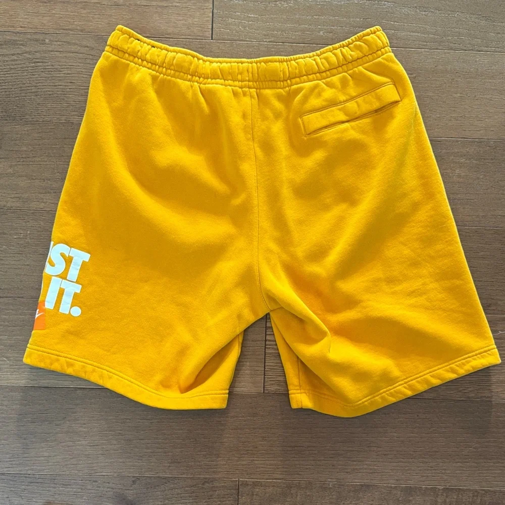 Nike Men's Bright Yellow 'Just Do It' Fleece Athletic Shorts